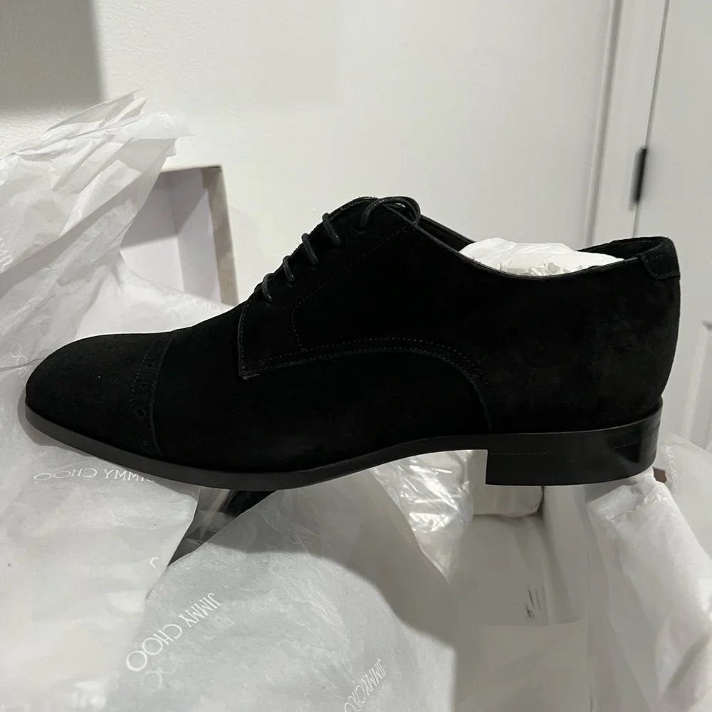 Mens black dress shoe jimmy Choo suede, laces - Picture 7 of 13